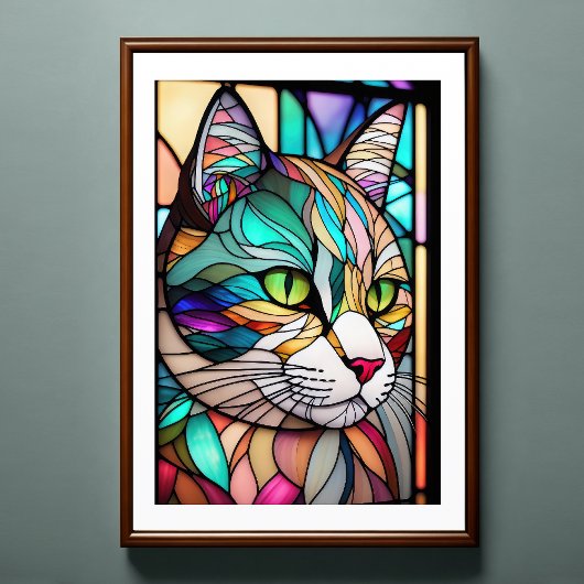 Farbgefestigtes Glas Katze 2:3 Poster