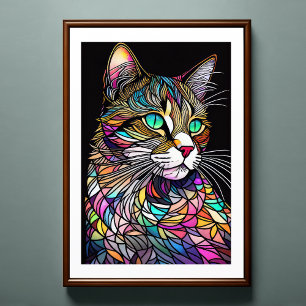 Farbgefestigtes Glas Katze 2:3 Poster