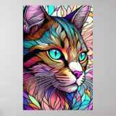 Farbgefestigtes Glas Katze 2:3 Poster (Vorne)
