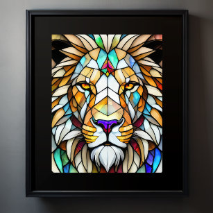 Farbgefestigtes Glas Lion 5:4 Poster