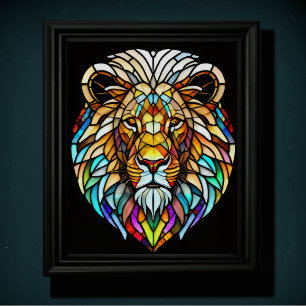 Farbgefestigtes Glas Lion 5:4 Poster