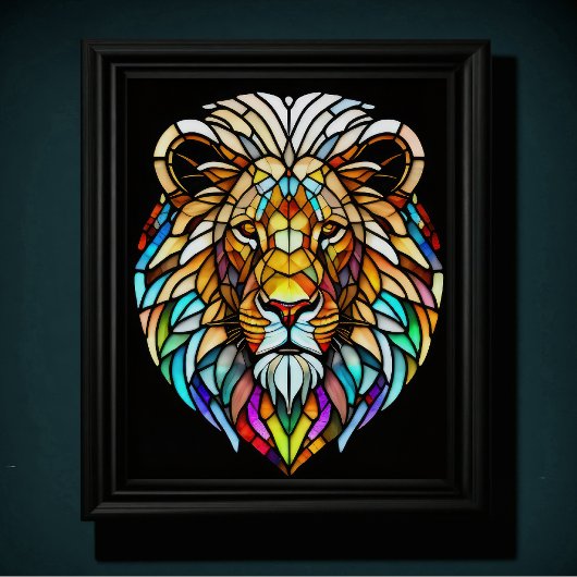 Farbgefestigtes Glas Lion 5:4 Poster