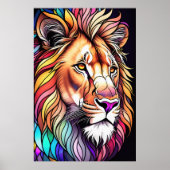 Farbgefestigtes Glas-Stil Lion 2:3 Poster (Vorne)