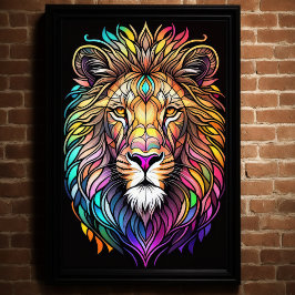 Farbgefestigtes Glas-Stil Lion 2:3 Poster