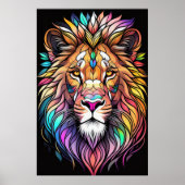 Farbgefestigtes Glas-Stil Lion 2:3 Poster (Vorne)