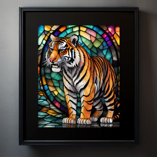Farbgefestigtes Glas Tiger 4:5 Poster