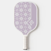 Farbgeflechtetes Muster auf rosa Blume Monogramm Pickleball Schläger (Rückseite)