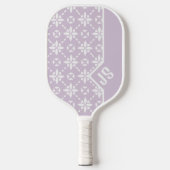 Farbgeflechtetes Muster auf rosa Blume Monogramm Pickleball Schläger (Vorderseite)