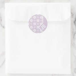 Farbgeflechtetes Muster auf rosa Blume Monogramm Runder Aufkleber