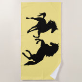 Farbgelbes Strandtuch mit Pferdchen (Vorderseite)