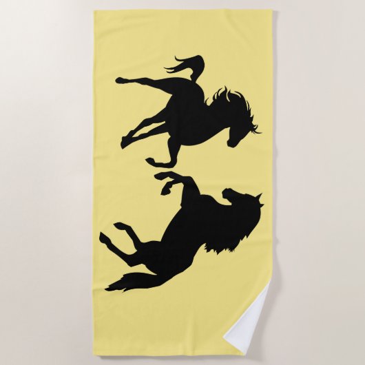 Farbgelbes Strandtuch mit Pferdchen (Vorderseite)