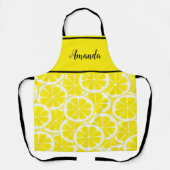 Farbgelbes Zitronenmuster personalisiert Schürze (Vorderseite)
