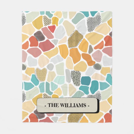 Farbgeometrisch mit Monogramm Fleecedecke (Vorderseite)