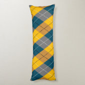 Farbgeometrisches, Kariert-gelbbraunes Muster Seitenschläferkissen (Rückseite (Vertikal))