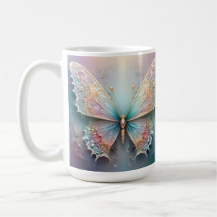 Farbgerüchte: Pastell-Fraktal-Schmetterlingstraum Kaffeetasse