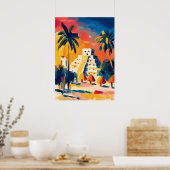 Farbgewaltige fauvistische Chichen-Itza-Pyramiden- Poster (Küche)
