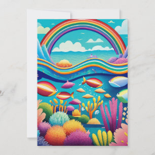 Farbgewaltiges Unterwasser Unter dem Regenbogen Feiertagskarte