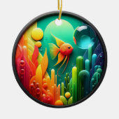 Farbglas-Abstraktes Segelflosser-Meerleben Keramik Ornament (Vorne)