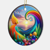 Farbglas-Abstraktes Segelflosser-Meerleben Keramik Ornament (Links)