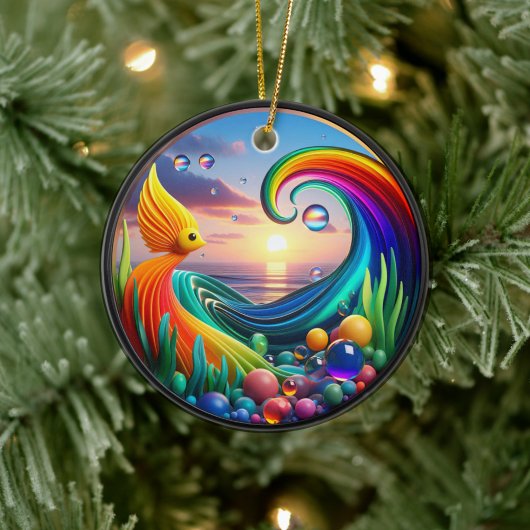 Farbglas-Abstraktes Segelflosser-Meerleben Keramik Ornament