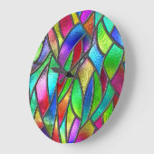 Farbglas Muster 3D Textur Große Wanduhr (Winkel)