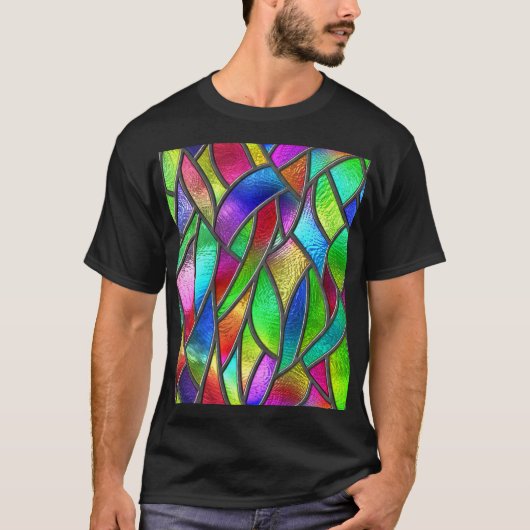 Farbglas Muster 3D Textur T-Shirt (Vorderseite)