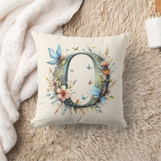 Farbgrün, einfarbig, monogramm Buchstaben O Kissen (Decke)