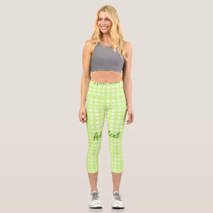 Farbgrün karierter Ginham personalisierter Zusatz Capri Leggings