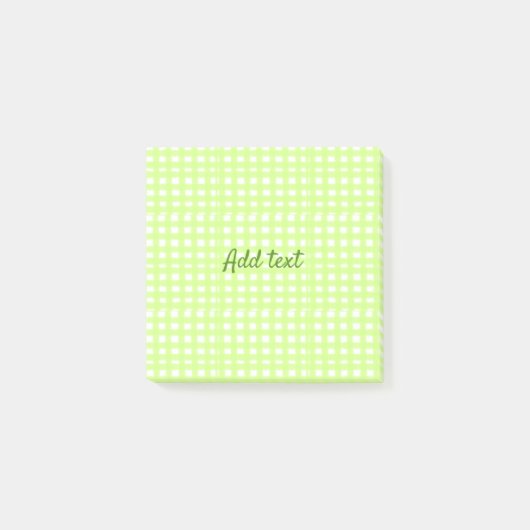 Farbgrün karierter Ginham personalisierter Zusatz Post-it Klebezettel (Vorderseite)