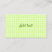 Farbgrün karierter Ginham personalisierter Zusatz Visitenkarte (Rückseite)