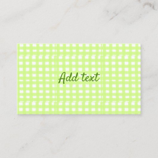 Farbgrün karierter Ginham personalisierter Zusatz Visitenkarte (Vorderseite)