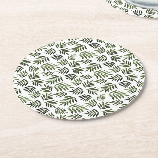 Farbgrüne Äste Runder Pappuntersetzer (Angewinkelt)