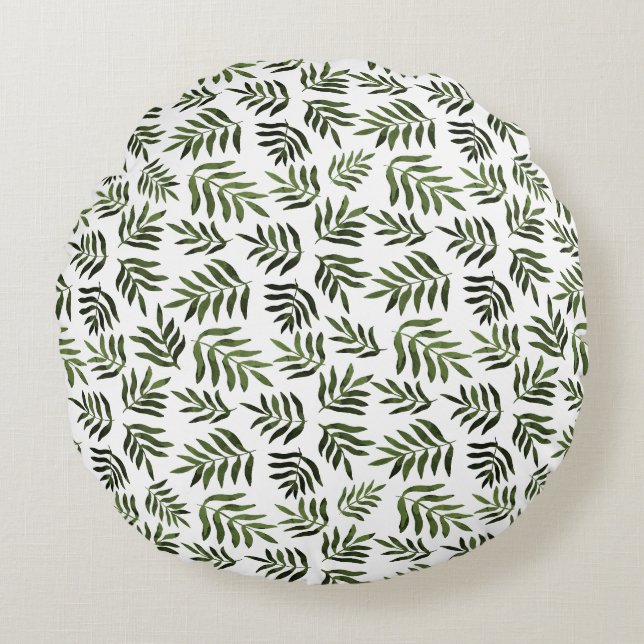 Farbgrüne Äste Rundes Kissen (Vorderseite)