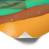 FARBHAFTE BERGBÄUME PALMEN OZEAN POSTER (Ecke)