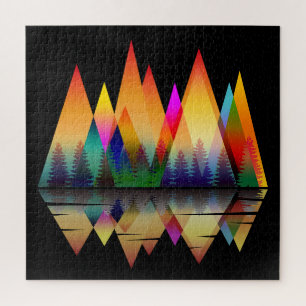 FARBHAFTE BERGE FORMEN DER NATURWALD PUZZLE
