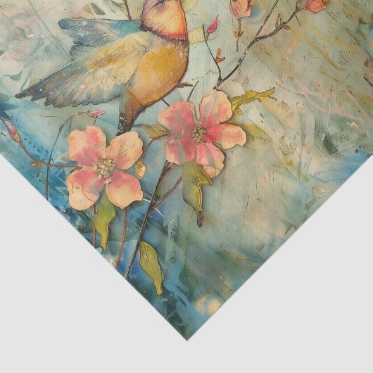 FARBHAFTE BIRDS GEMISCHTER MEDIENDECOUPAY SEIDENPAPIER (Ausschnitt)