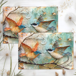 FARBHAFTE BIRDS GEMISCHTER MEDIENDECOUPAY SEIDENPAPIER