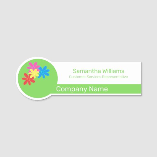 FARBHAFTE BLUME GREEN BLAU PINK TEMPLATE DESIGN NAMENSSCHILD (Vorderseite)