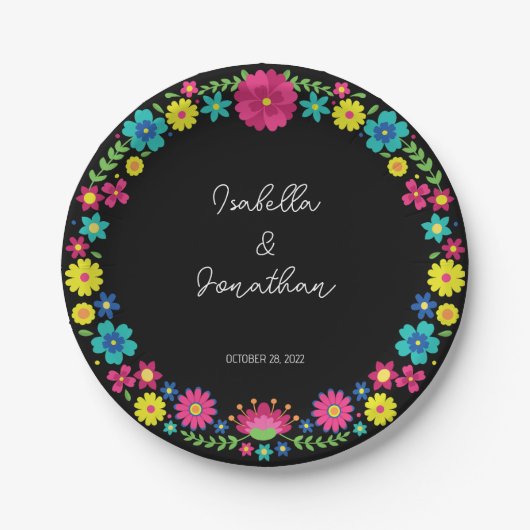 FARBHAFTE BLUME PAPPTELLER (Vorderseite)