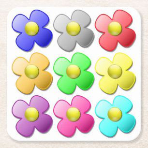 FARBHAFTE BLUME RECHTECKIGER PAPPUNTERSETZER