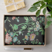 FARBHAFTE BLUME UND BLÄTTER DUNKELschwarz Seidenpapier (Geschenk)