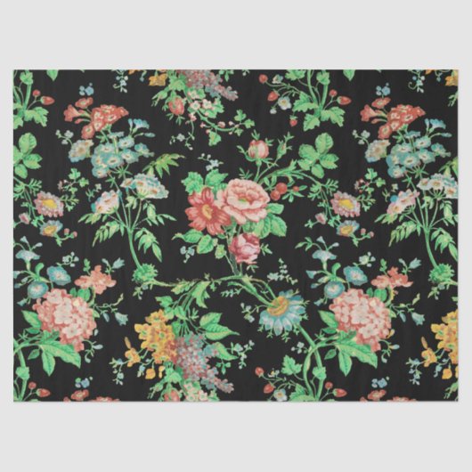 FARBHAFTE BLUME UND BLÄTTER DUNKELschwarz Seidenpapier (Vorderseite)