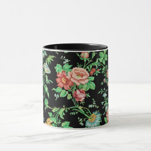 FARBHAFTE BLUME UND BLÄTTER DUNKELschwarz Tasse (Zentrum)