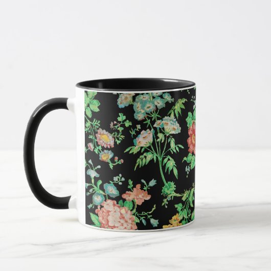 FARBHAFTE BLUME UND BLÄTTER DUNKELschwarz Tasse (Links)