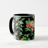FARBHAFTE BLUME UND BLÄTTER DUNKELschwarz Tasse (Vorderseite Links)