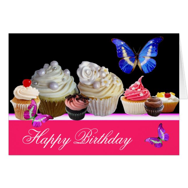 FARBHAFTE BUTTERFLIES JUMMY CUPCAKES GEBURTSTAGSPA (Vorderseite (Horizontal))