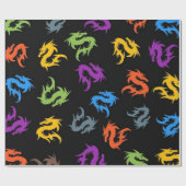 FARBHAFTE CHINESISCHE DRAGONS GESCHENKPAPIER (Flach)