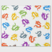 FARBHAFTE CHINESISCHE DRAGONS GESCHENKPAPIER (Flach)