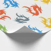 FARBHAFTE CHINESISCHE DRAGONS GESCHENKPAPIER (Ecke)