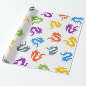 FARBHAFTE CHINESISCHE DRAGONS GESCHENKPAPIER (Ungerollt)